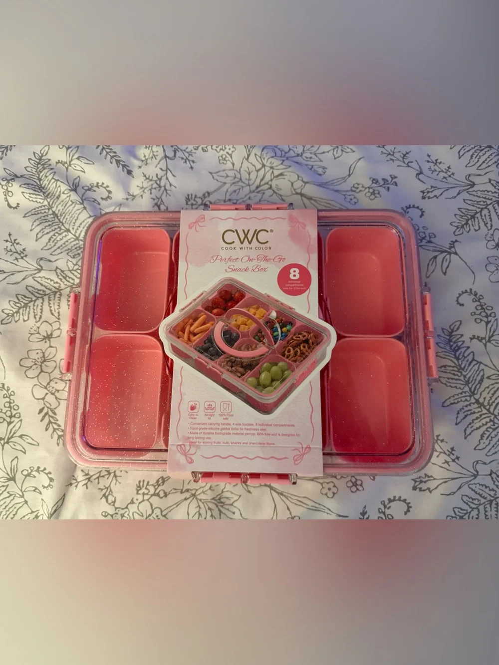 Pink 8-Compartment Snack Box